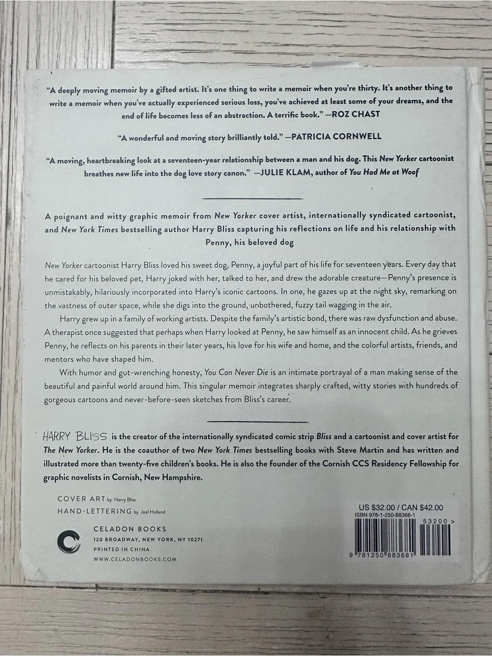 'You Can Never Die hardcover, graphic memoir by Harry Bliss